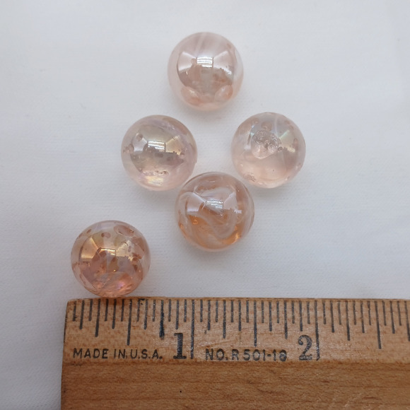 Lot of 5 Iridescent Glass Marbles – Cracked Ice Look, 5/8" Display Size - Picture 4 of 4